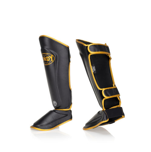 Proline Gold Leather Shin Guard - Black - Image 3