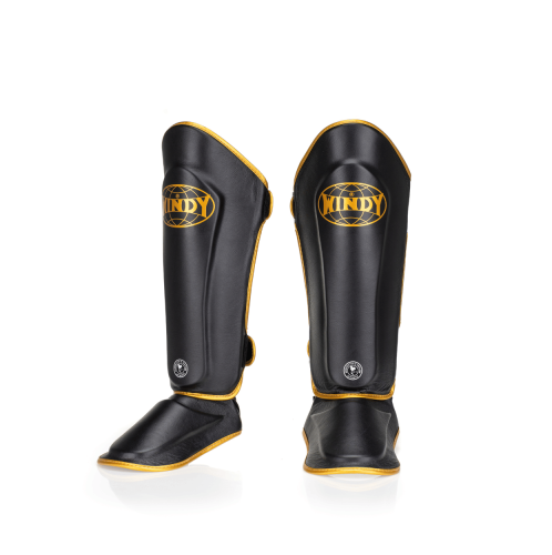 Proline Gold Leather Shin Guard - Black